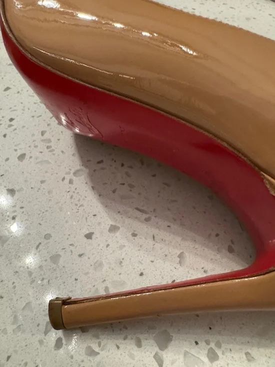 Christian Louboutin Nude Patent Leather Pumps with Red Soles - Picture 7 of 7